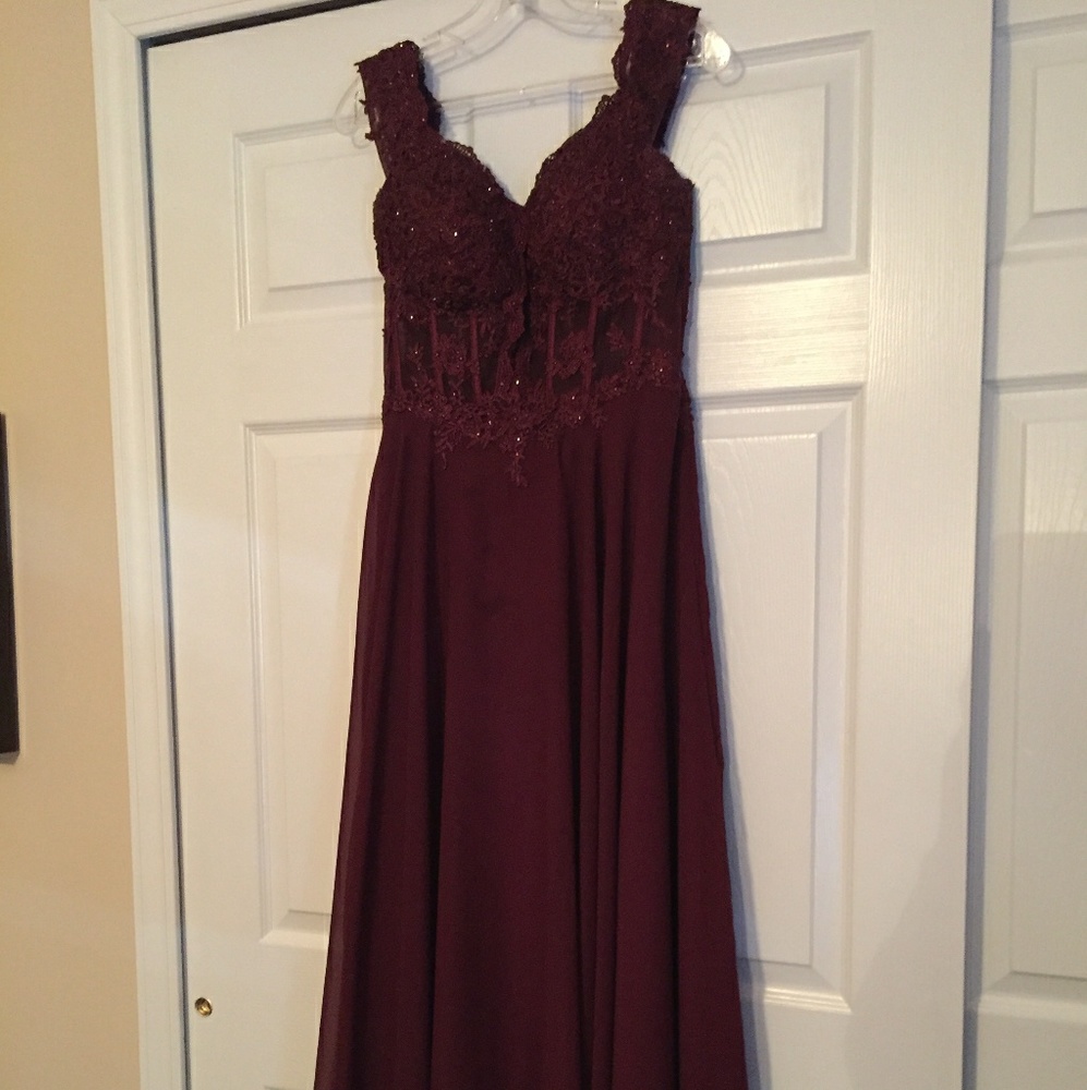 Wine color evening gown/ mother of the bride dress